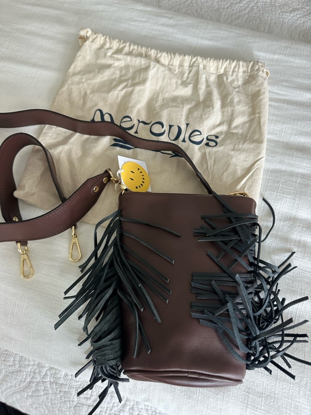 Brown Studded Fringe Crossbody Bag - Picture 3 of 4